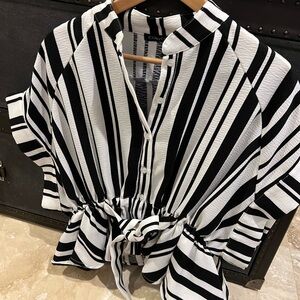 CO by CQ Black and White Striped Shirt